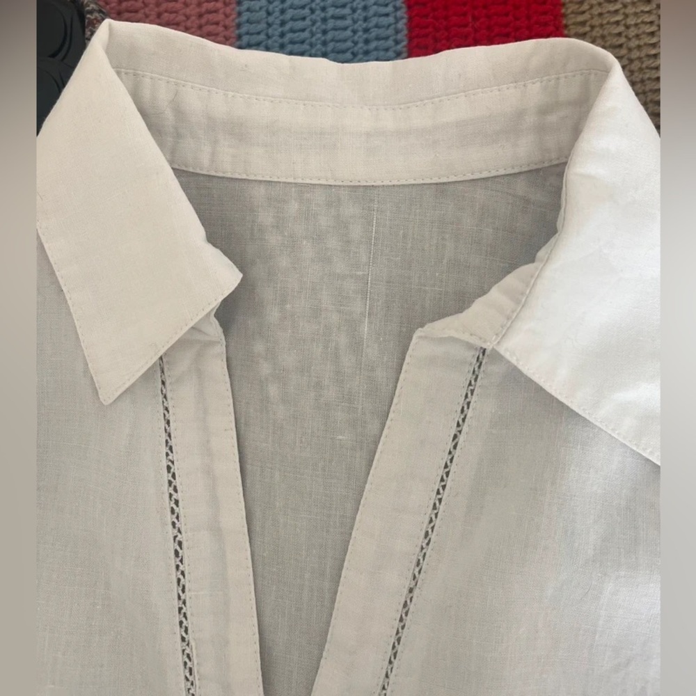 Men's Lightweight White Linen Button-Down Shirt - Casual Collared Shirt